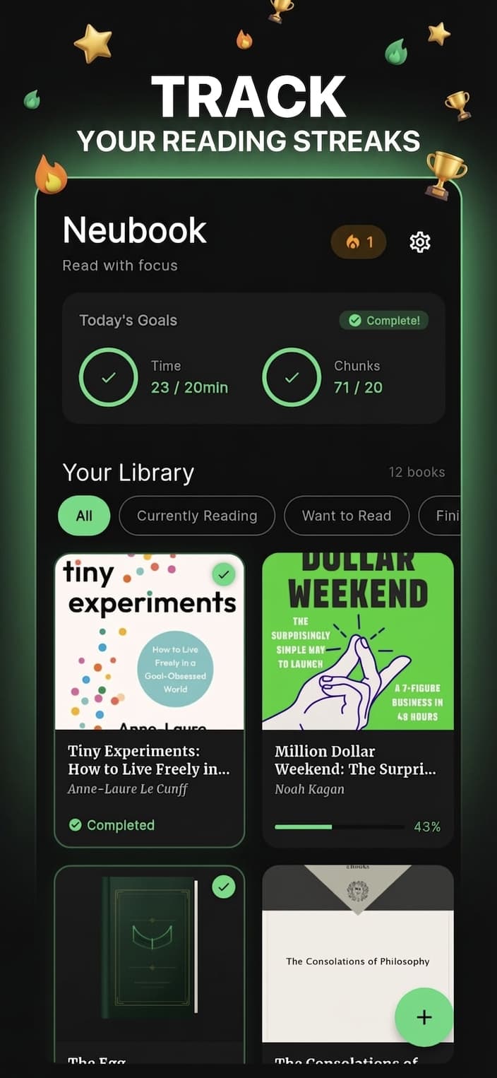 Track reading streaks and daily goals